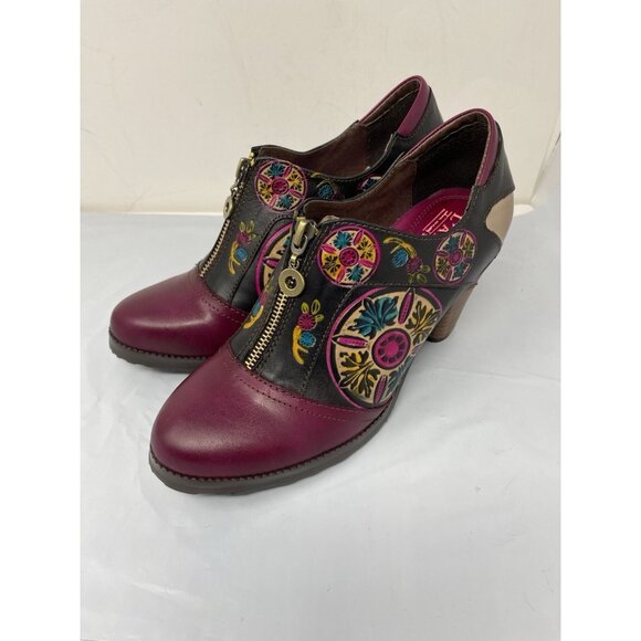 L’Artiste Raina Spring Step Ankle Bootie Boot Zip Floral Women’s Size 39 Purple - Picture 1 of 8